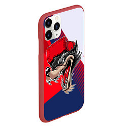 Чехол iPhone 11 Pro матовый Волк в бейсболке, цвет: 3D-красный — фото 2