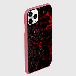 Чехол iPhone 11 Pro матовый 3Д Разлом 3D Плиты и огонь, цвет: 3D-малиновый — фото 2