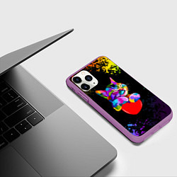 Чехол iPhone 11 Pro матовый РАДУЖНЫЙ КОТИК RAINBOW KITTY, цвет: 3D-фиолетовый — фото 2