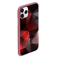 Чехол iPhone 11 Pro матовый Серо-красная абстракция, цвет: 3D-малиновый — фото 2