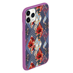Чехол iPhone 11 Pro матовый Оранжево-серый пэчворк, цвет: 3D-фиолетовый — фото 2