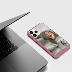 Чехол iPhone 11 Pro матовый Т-Рекс Динозавр Dino Z, цвет: 3D-малиновый — фото 2