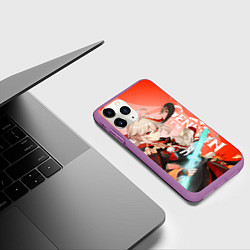 Чехол iPhone 11 Pro матовый Genshin Impact, Кадзуха, цвет: 3D-фиолетовый — фото 2