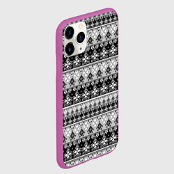 Чехол iPhone 11 Pro матовый Черно-белый орнамент, цвет: 3D-фиолетовый — фото 2