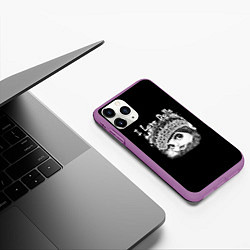 Чехол iPhone 11 Pro матовый Кукла черно белый фон, цвет: 3D-фиолетовый — фото 2