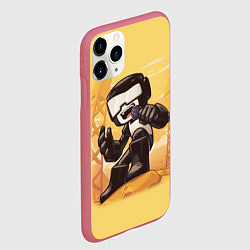 Чехол iPhone 11 Pro матовый Танкист Tankman, цвет: 3D-малиновый — фото 2