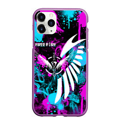 Чехол iPhone 11 Pro матовый FREE FIRE NEON, цвет: 3D-фиолетовый