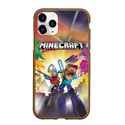 Чехол iPhone 11 Pro матовый MINECRAFT МАЙНКРАФТ Z, цвет: 3D-коричневый