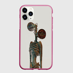 Чехол iPhone 11 Pro матовый СИРЕНОГОЛОВЫЙ ХОРРОР, цвет: 3D-малиновый