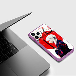 Чехол iPhone 11 Pro матовый НАД ВЕТВЯМИ САКУРЫ, цвет: 3D-фиолетовый — фото 2