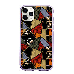 Чехол iPhone 11 Pro матовый Разноцветные заплатки, цвет: 3D-светло-сиреневый