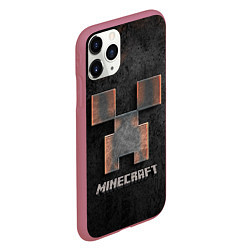 Чехол iPhone 11 Pro матовый MINECRAFT TEXTURE IRON, цвет: 3D-малиновый — фото 2