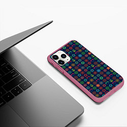 Чехол iPhone 11 Pro матовый Морской разноцветный узор, цвет: 3D-малиновый — фото 2