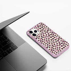 Чехол iPhone 11 Pro матовый Леопардовый принт розовый, цвет: 3D-розовый — фото 2
