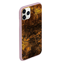 Чехол iPhone 11 Pro матовый Желто-черная текстура камня, цвет: 3D-розовый — фото 2
