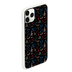 Чехол iPhone 11 Pro матовый Ноты паттерн, цвет: 3D-белый — фото 2