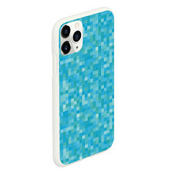 Чехол iPhone 11 Pro матовый Бирюзовая пиксель абстракция, цвет: 3D-белый — фото 2