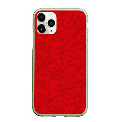 Чехол iPhone 11 Pro матовый Ярко-красный мраморный узор, цвет: 3D-салатовый