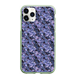 Чехол iPhone 11 Pro матовый Сине-фиолетовый цветочный узор, цвет: 3D-салатовый