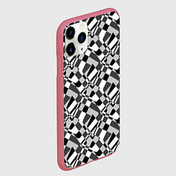 Чехол iPhone 11 Pro матовый Черно-белый абстрактный узор, цвет: 3D-малиновый — фото 2
