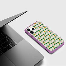 Чехол iPhone 11 Pro матовый Узор ретро Ананасы, цвет: 3D-фиолетовый — фото 2