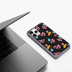 Чехол iPhone 11 Pro матовый Япония паттерн, цвет: 3D-серый — фото 2