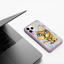 Чехол iPhone 11 Pro матовый Котик, цвет: 3D-сиреневый — фото 2