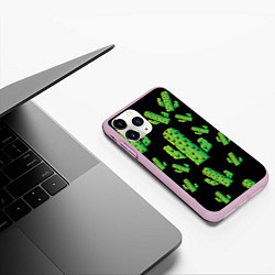 Чехол iPhone 11 Pro матовый Cactus Time - Веселые кактусы, цвет: 3D-розовый — фото 2