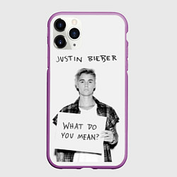 Чехол iPhone 11 Pro матовый JUSTIN BIEBER, цвет: 3D-фиолетовый