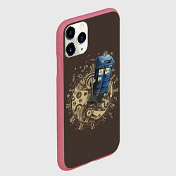 Чехол iPhone 11 Pro матовый Tie to Tardis, цвет: 3D-малиновый — фото 2