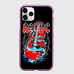 Чехол iPhone 11 Pro матовый ACDC гитара, цвет: 3D-фиолетовый