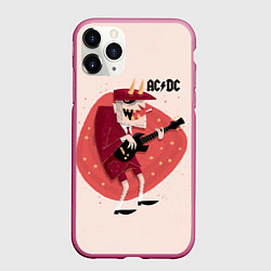 Чехол iPhone 11 Pro матовый Ангус Янг ACDC, цвет: 3D-малиновый