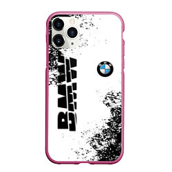 Чехол iPhone 11 Pro матовый BMW БМВ РАЗРЕЗАННОЕ ЛОГО, цвет: 3D-малиновый