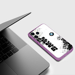 Чехол iPhone 11 Pro матовый BMW БМВ РАЗРЕЗАННОЕ ЛОГО, цвет: 3D-фиолетовый — фото 2