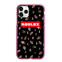 Чехол iPhone 11 Pro матовый ROBLOX PATTERN РОБЛОКС Z, цвет: 3D-малиновый