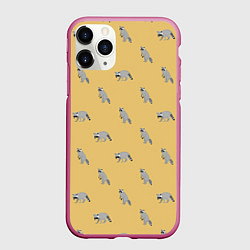 Чехол iPhone 11 Pro матовый Еноты паттерн