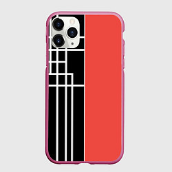 Чехол iPhone 11 Pro матовый Черный и коралловый арт деко, цвет: 3D-малиновый