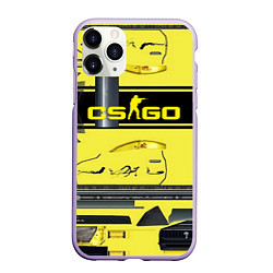 Чехол iPhone 11 Pro матовый CS GO YELLOW SKIN, цвет: 3D-светло-сиреневый