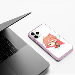 Чехол iPhone 11 Pro матовый Мафую Сато с треугольниками, цвет: 3D-розовый — фото 2