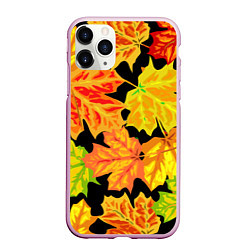Чехол iPhone 11 Pro матовый LEAF FALL AUTUMN, цвет: 3D-розовый