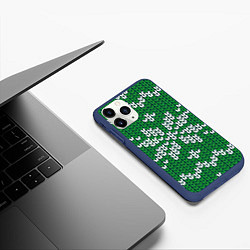 Чехол iPhone 11 Pro матовый Снежинка, цвет: 3D-тёмно-синий — фото 2