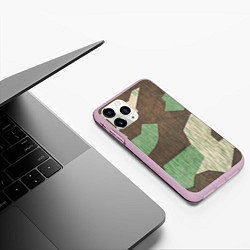 Чехол iPhone 11 Pro матовый Камуфляж хаки армейский, цвет: 3D-розовый — фото 2