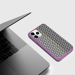 Чехол iPhone 11 Pro матовый Цветок Жизни чёрно-белый, цвет: 3D-фиолетовый — фото 2