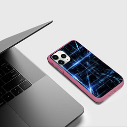 Чехол iPhone 11 Pro матовый Линии неона, цвет: 3D-малиновый — фото 2