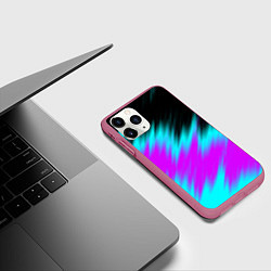 Чехол iPhone 11 Pro матовый НЕОНОВЫЕ ПОЛОСЫ И НИЧЕГО ЛИШНЕГО NEON STRIPES, цвет: 3D-малиновый — фото 2