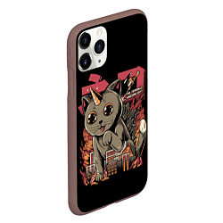 Чехол iPhone 11 Pro матовый АНИМЕ КОТ-ЕДИНОРОЖЕК, цвет: 3D-коричневый — фото 2