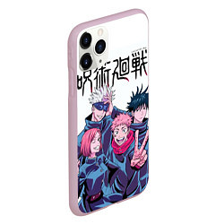 Чехол iPhone 11 Pro матовый Магическая битва главные герои, цвет: 3D-розовый — фото 2