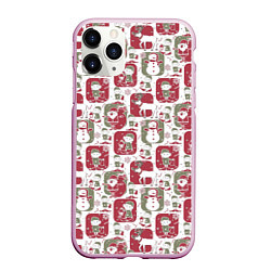 Чехол iPhone 11 Pro матовый Санта везёт подарки, цвет: 3D-розовый