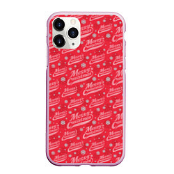 Чехол iPhone 11 Pro матовый Merry Christmas рождество, цвет: 3D-розовый