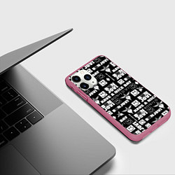 Чехол iPhone 11 Pro матовый BON JOVI ЛОГОБОМБИНГ БОН ДЖОВИ ПАТТЕРН ИЗ ЛОГОТИПО, цвет: 3D-малиновый — фото 2